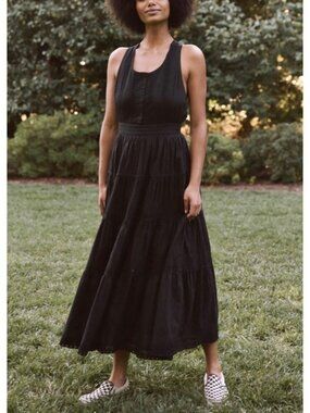THE GREAT. | Dresses | The Great Attic Lace Dress Sleeveless Pintucked Side  Tie Maxi Goth Black 2 | Poshmark